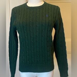 Ralph Lauren Forest Green Cable Knit Sweater Size Medium NWT 100% Cotton